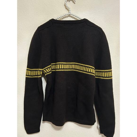 Vintage J.Crew Wool Sweater Mens Size Large Brown Knit Pullover Jumper TINY FLAW - Picture 5 of 7
